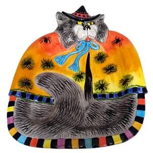 Fitz & Floyd Halloween Kitty Witches Wall Plaque